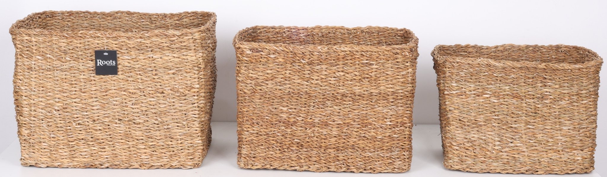 S.G RECTANGULAR BASKET WITH SELF HANDLE SET OF 3