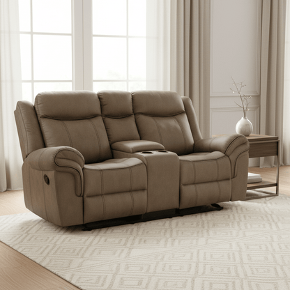 Sorrento Motion Loveseat with Console in T101 Brown