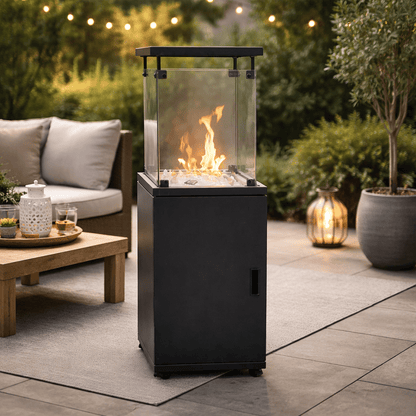 Square Fire Pit with Glass Panel