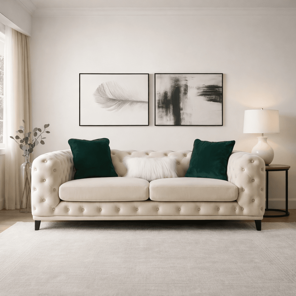 Statement Tuft Off-White Sofa (231cm)