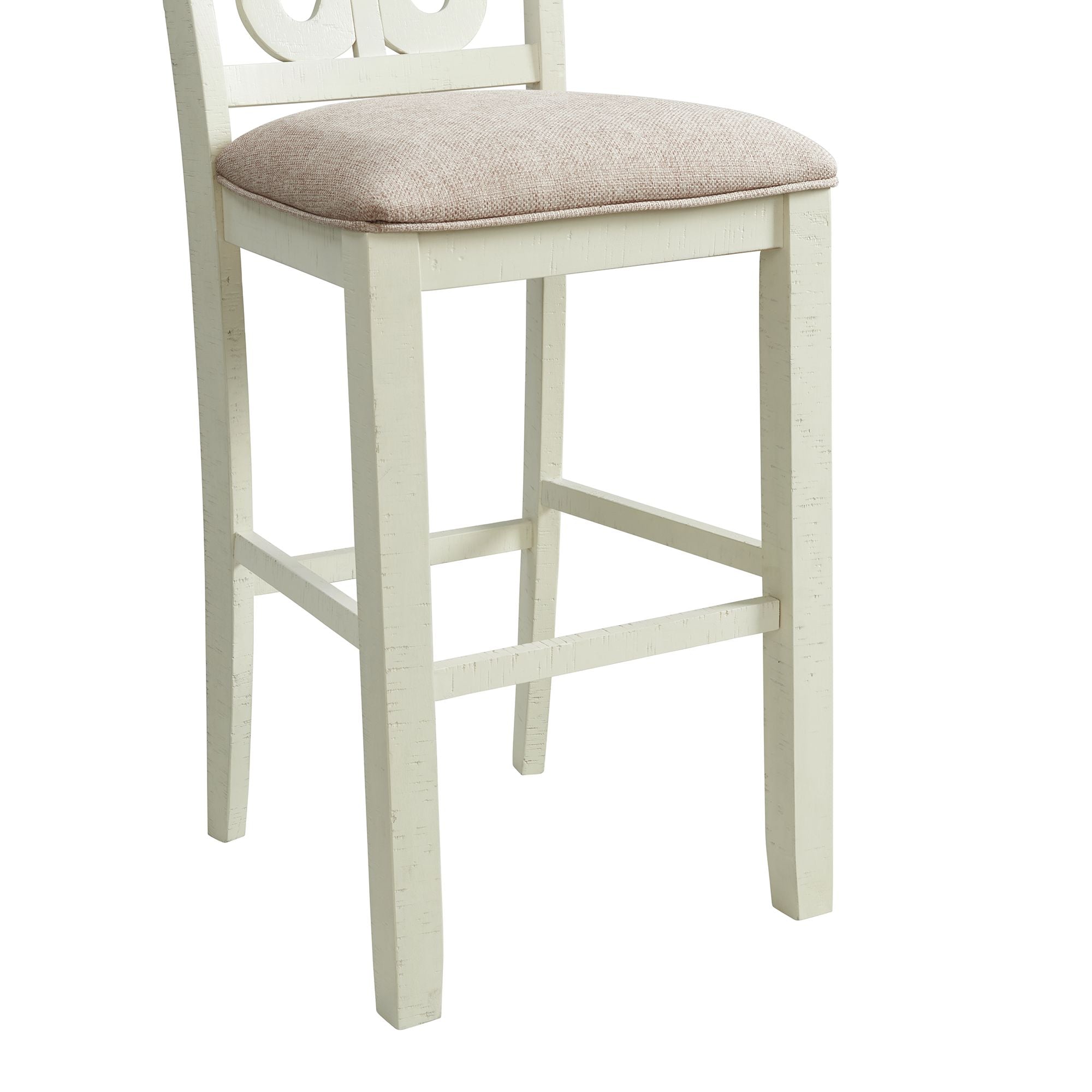 Stone 30in Bar Scroll Back Stool w/Fabric Seat in White (2 Per Carton)