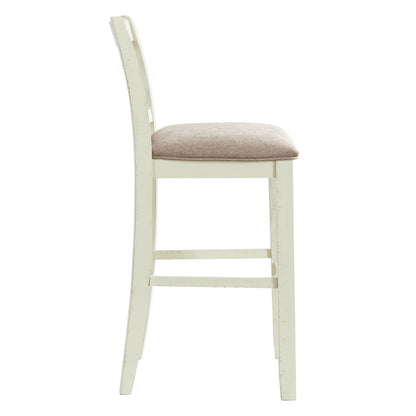 Stone 30in Bar Scroll Back Stool w/Fabric Seat in White (2 Per Carton)