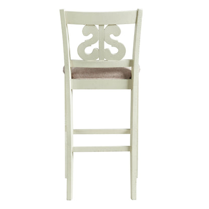 Stone 30in Bar Scroll Back Stool w/Fabric Seat in White (2 Per Carton)