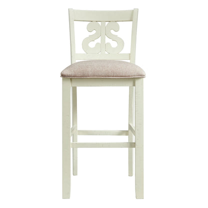 Stone 30in Bar Scroll Back Stool w/Fabric Seat in White (2 Per Carton)