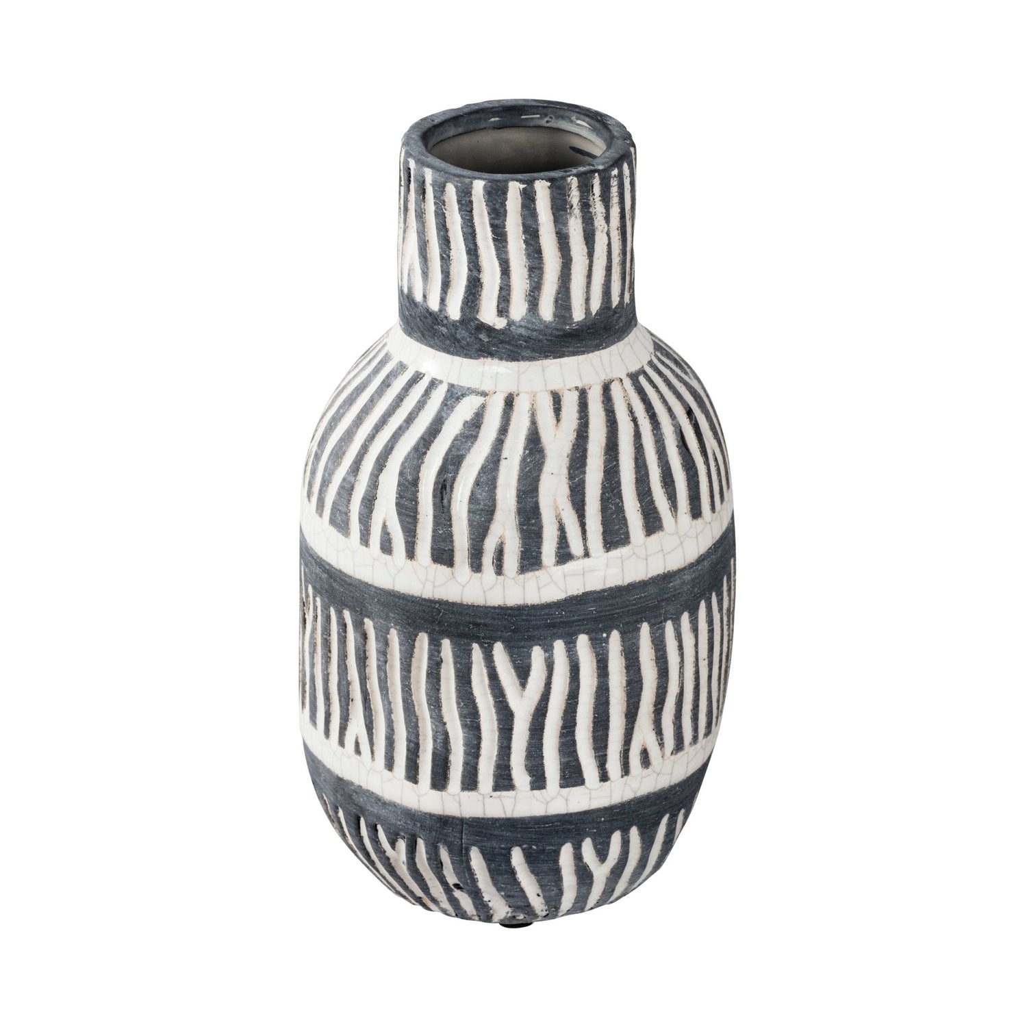 Tan and Black Ceramic Vase