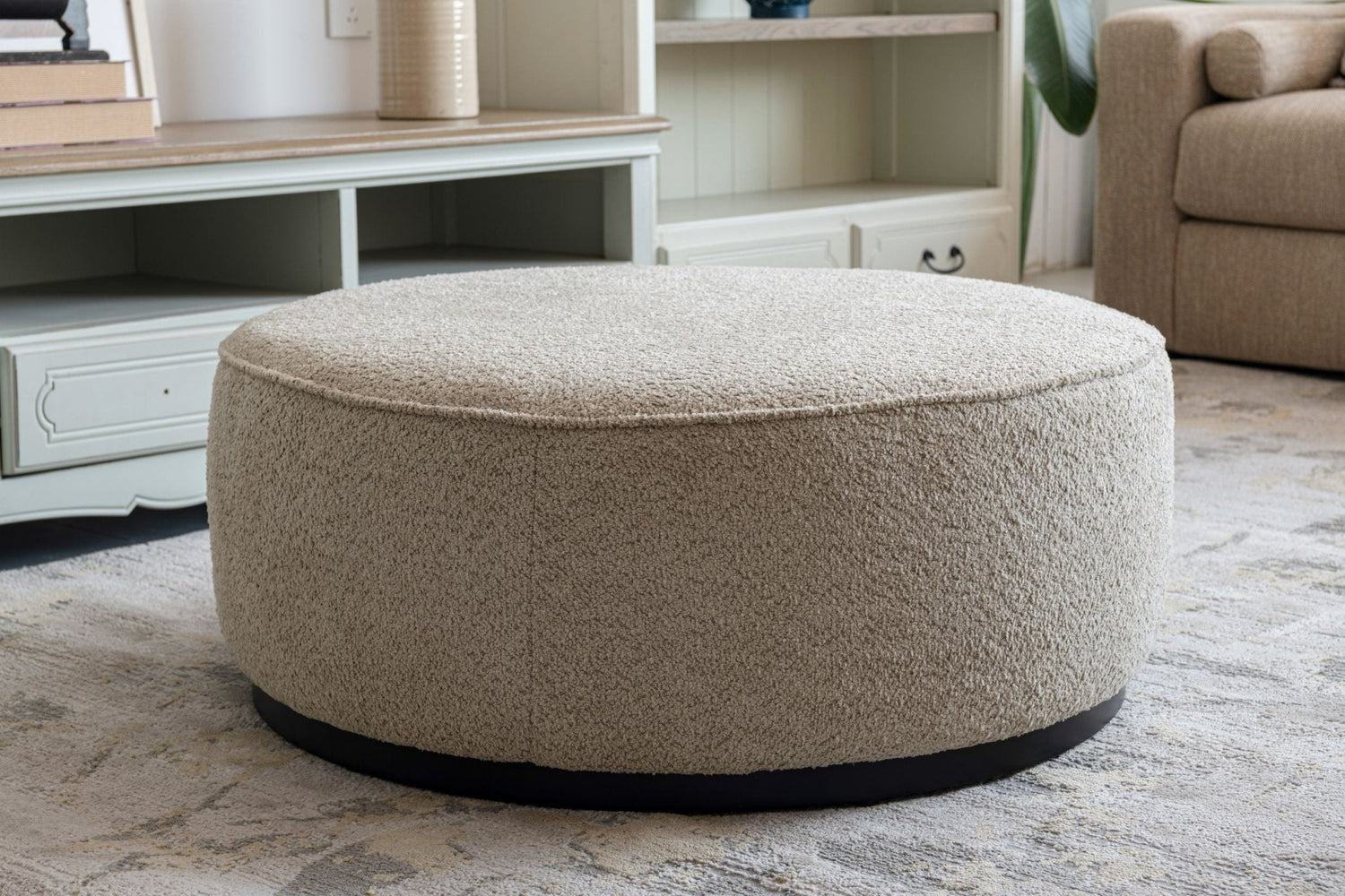 Tan Boucle Ottoman W91xH36cm