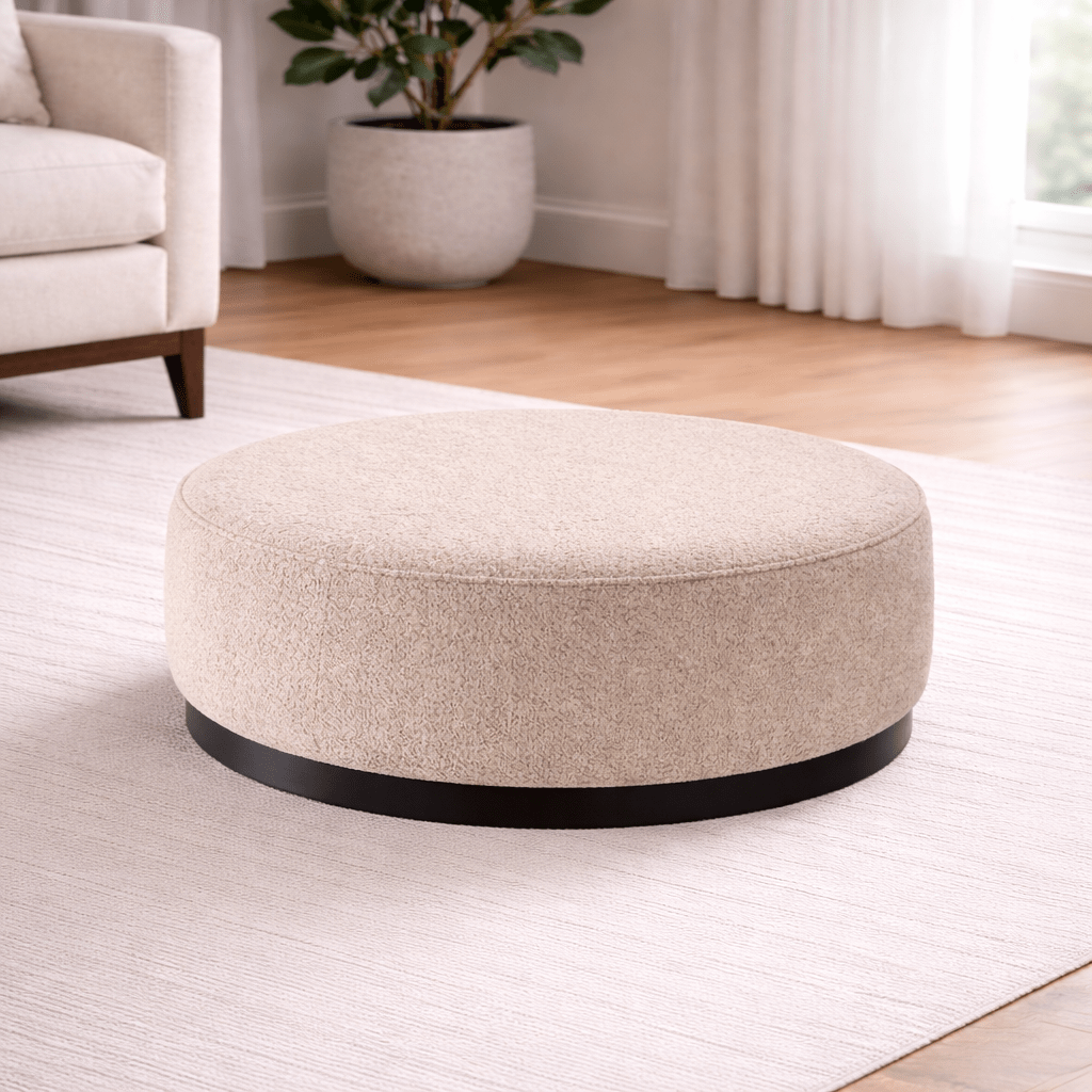 Tan Boucle Ottoman W91xH36cm