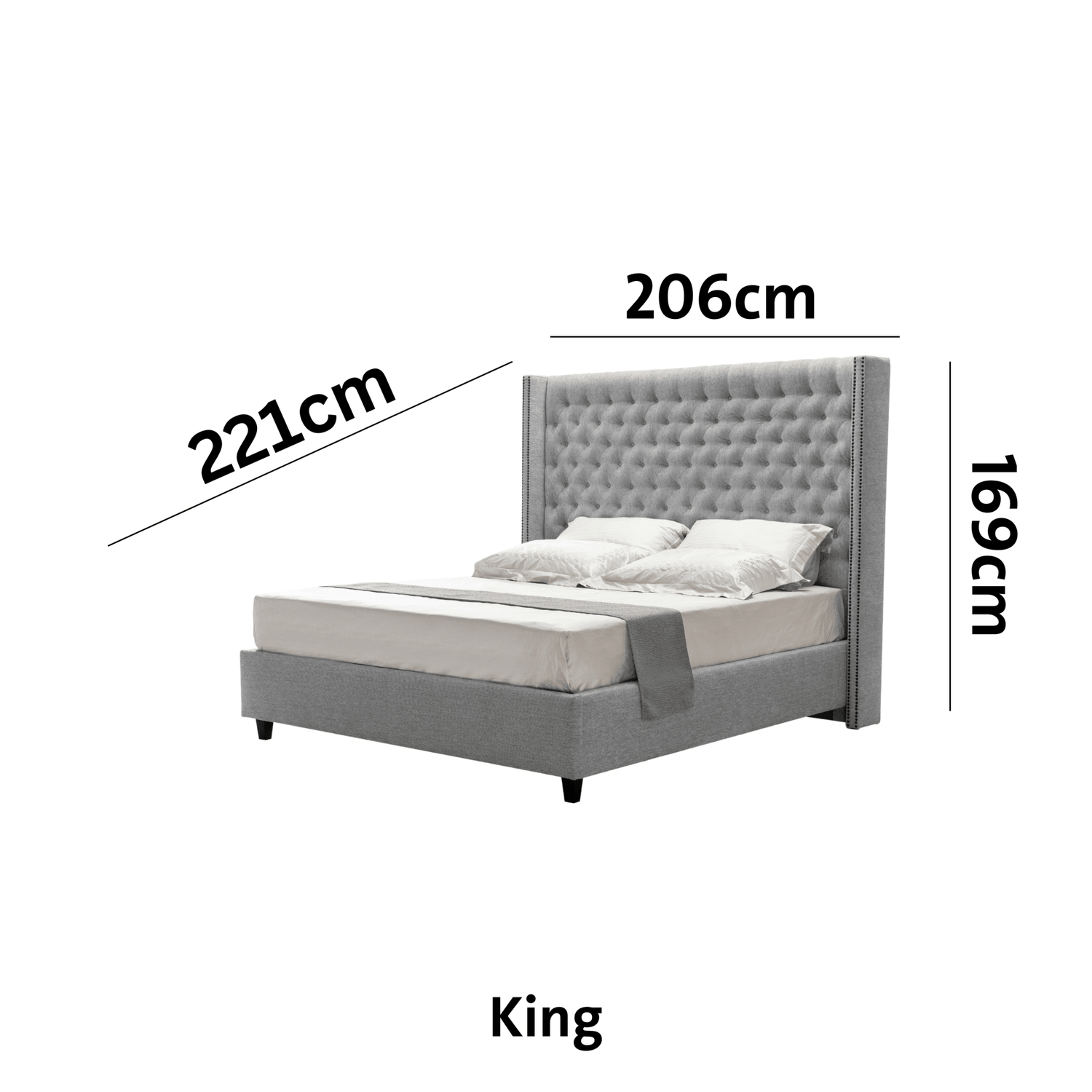 Starlit Sleeper Grey King Bed x W196
