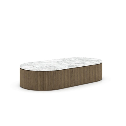 Travertine Top Natural Oak Coffee Table