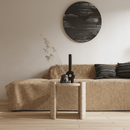 Travertine Finish Side Table