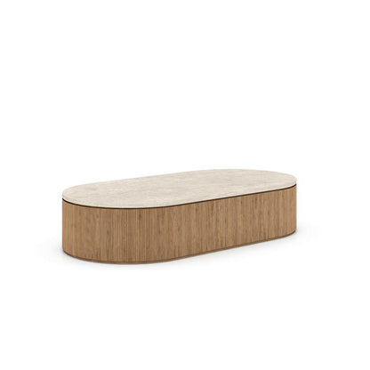 Travertine Top Natural Oak Coffee Table