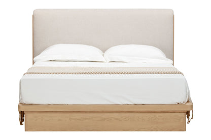 Travoli bed frame - King size Solid American ash, texstyle dine 002 cream fabric