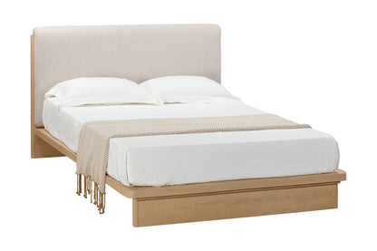 Travoli bed frame - King size Solid American ash, texstyle dine 002 cream fabric