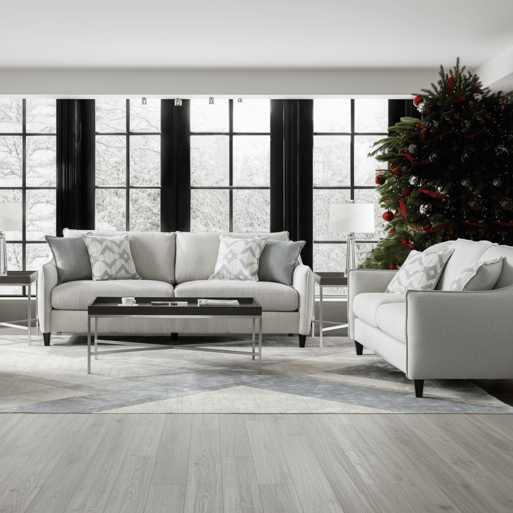 Trendy Grey Living Room Set ( Sofa+Loveseat)