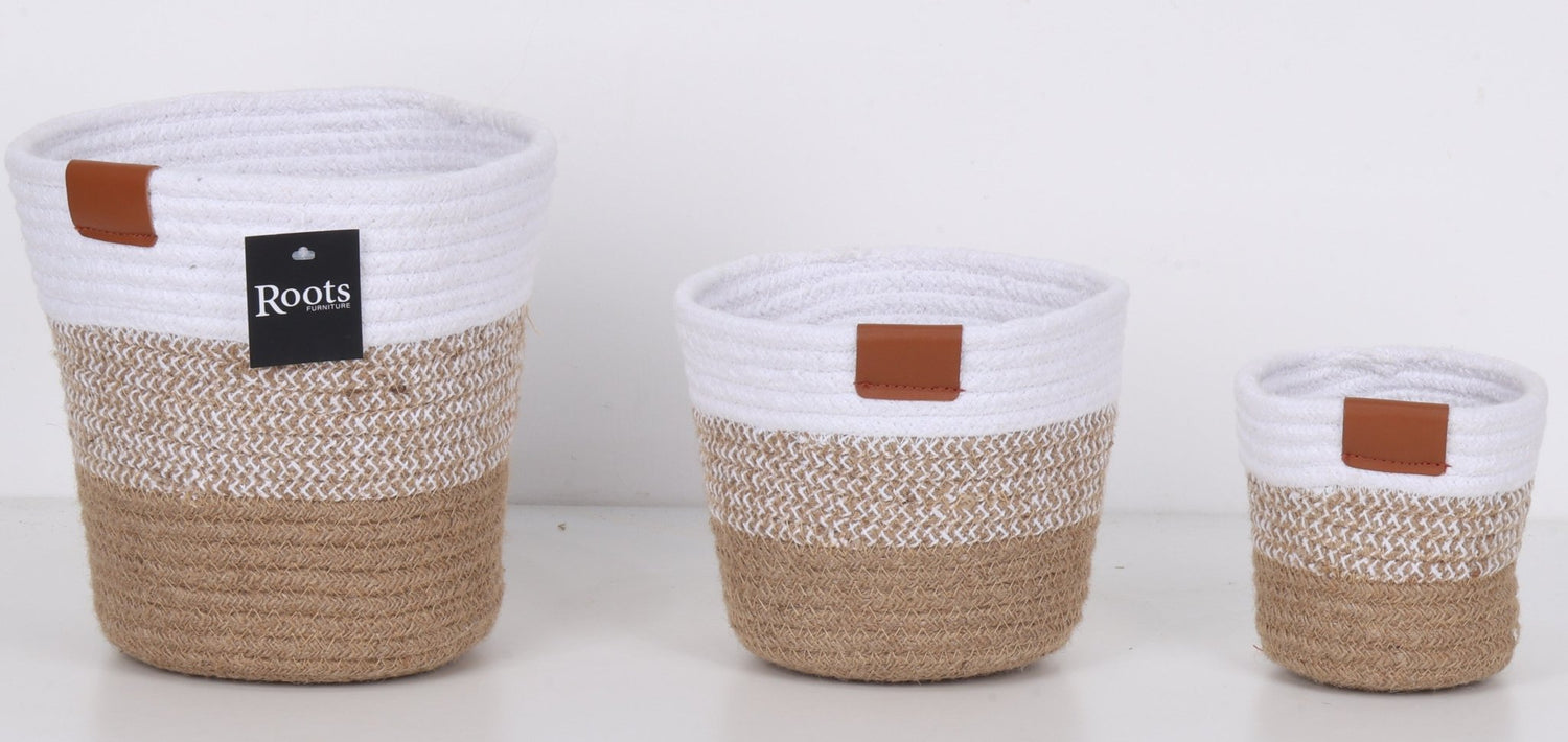 TRI COLOR - COTTON/JUTE TAPER PLANTERS S/3