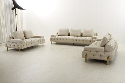 Tufting Beige 2 Seater Loveseat