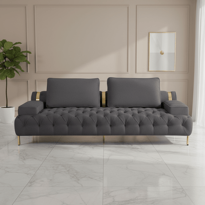 Tufting Dark Grey 3 Seater Sofa