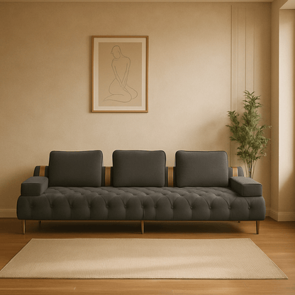 Tufting Dark Grey 4 Seater Sofa