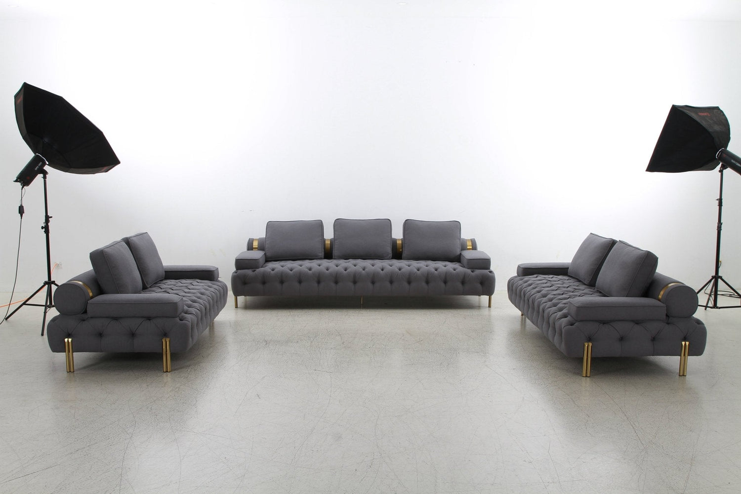 Tufting Dark Grey 4 Seater Sofa