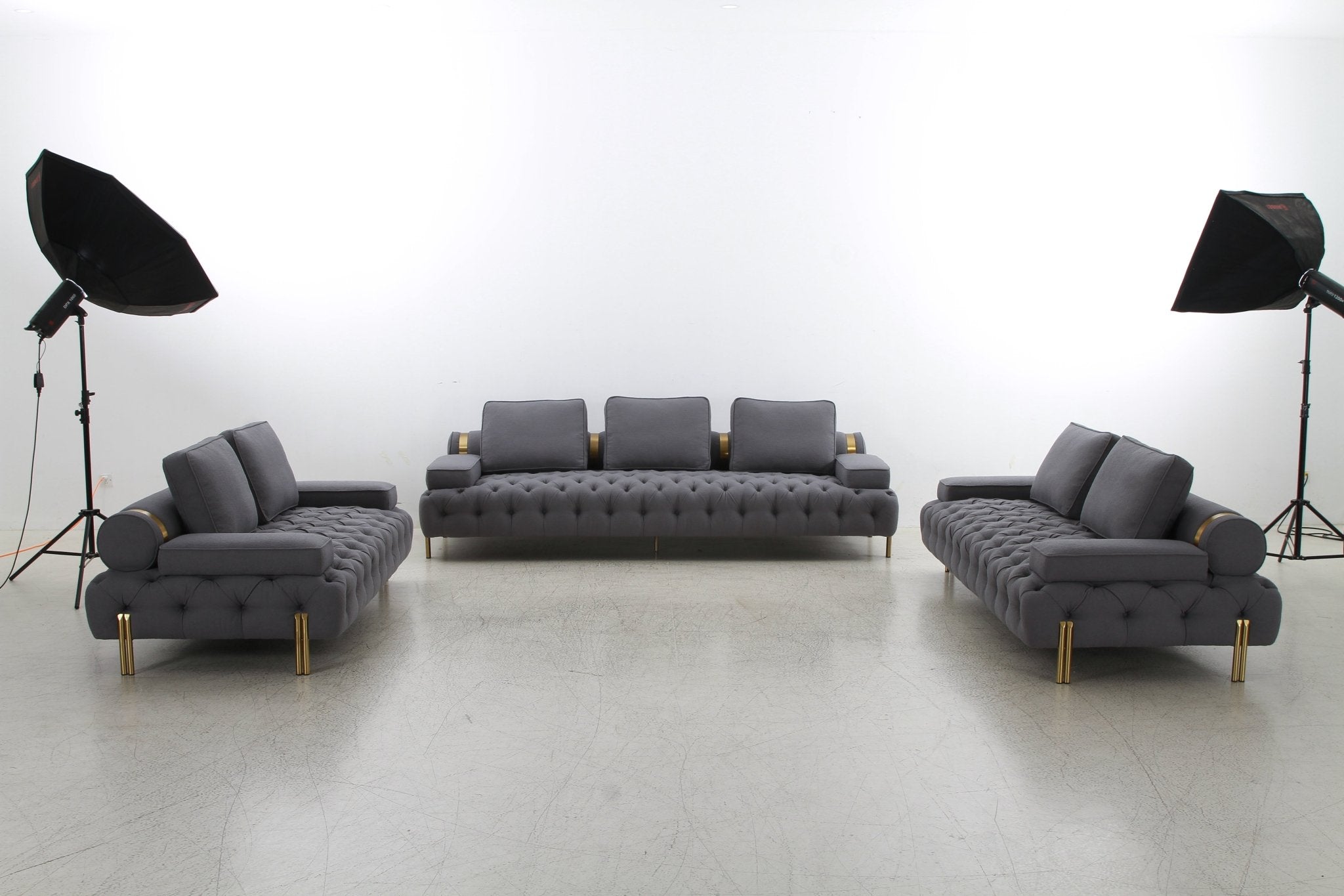 Tufting Dark Grey 4 Seater Sofa
