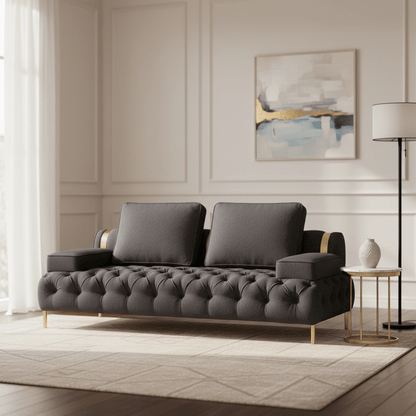 Tufting Dark Grey Loveseat