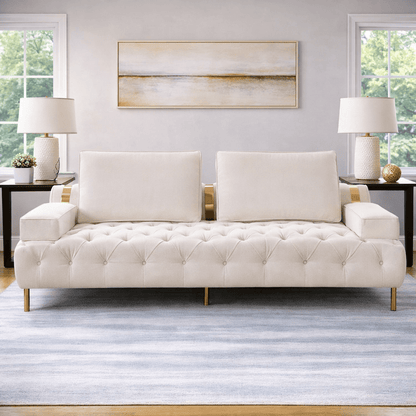 Tufting Tan Loveseat