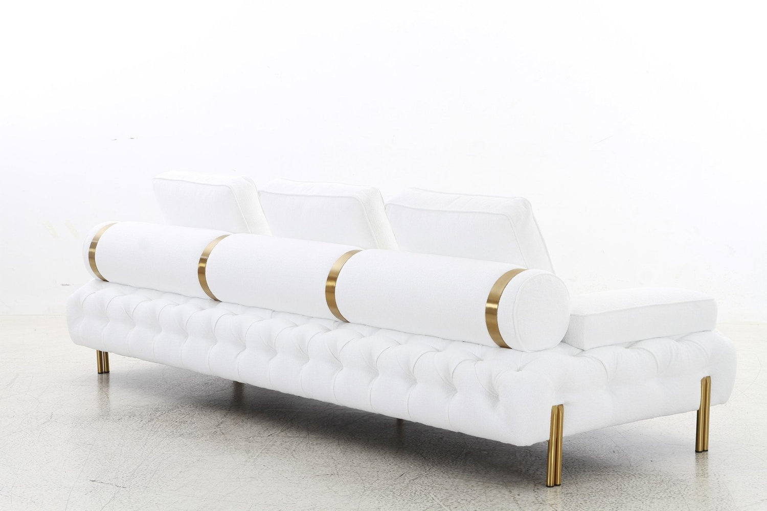 Tufting White 4 Seater Sofa