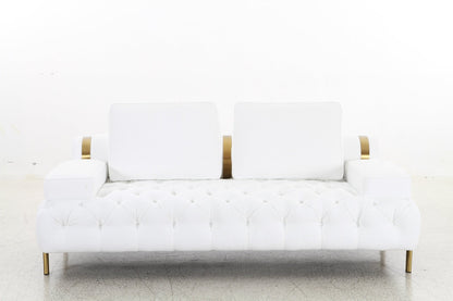 Tufting White Loveseat