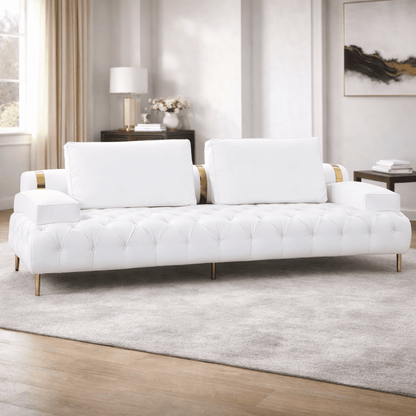 Tufting White Loveseat