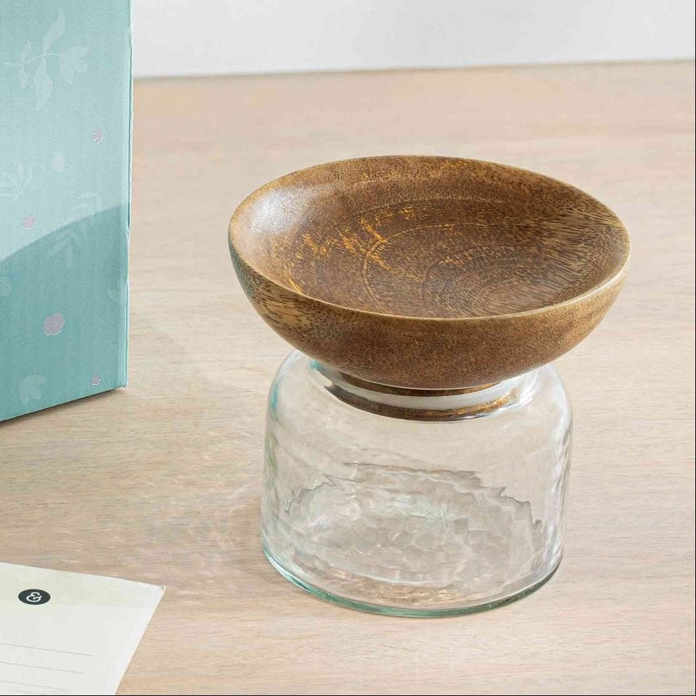 Twain Glass Jar with Wooden Bowl (small)