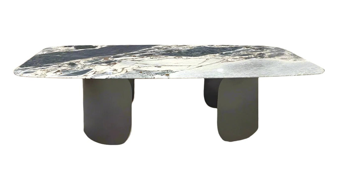 Twirl Black Marble Dining Table 240 CM - ROSE WALL DÉCOR Gift