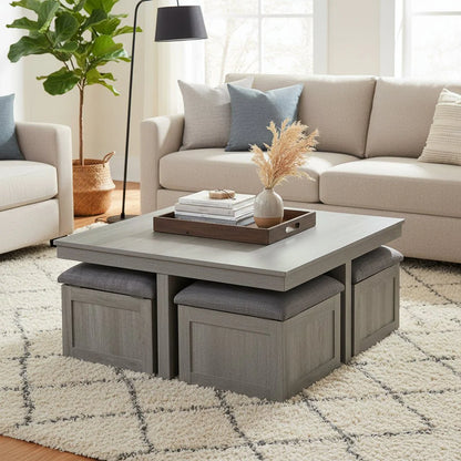 Uster Coffee Table W/ Four Stools
