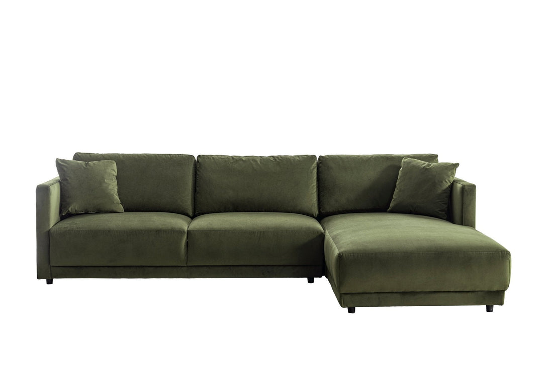 Velano Velvet Green Sectional Right