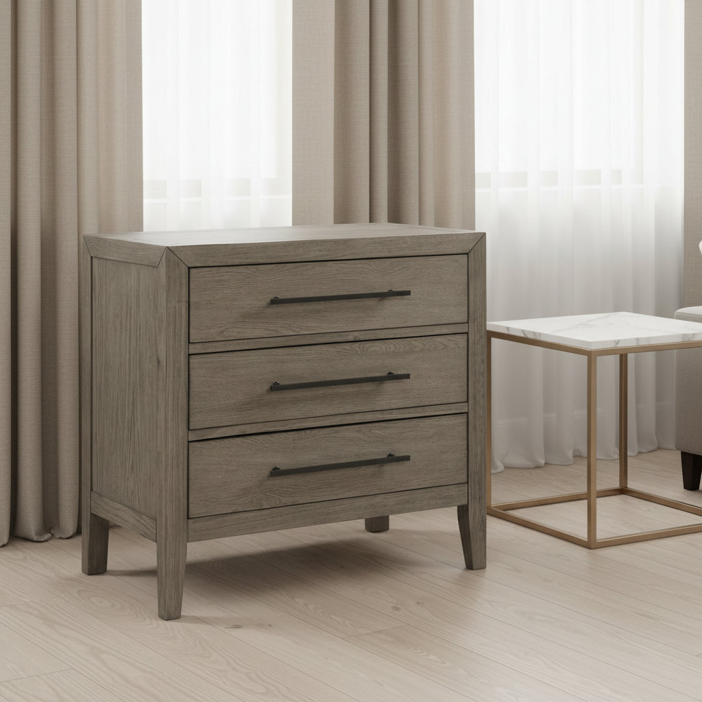Versailles Contemporary 3-Drawer Nightstand With Usb
