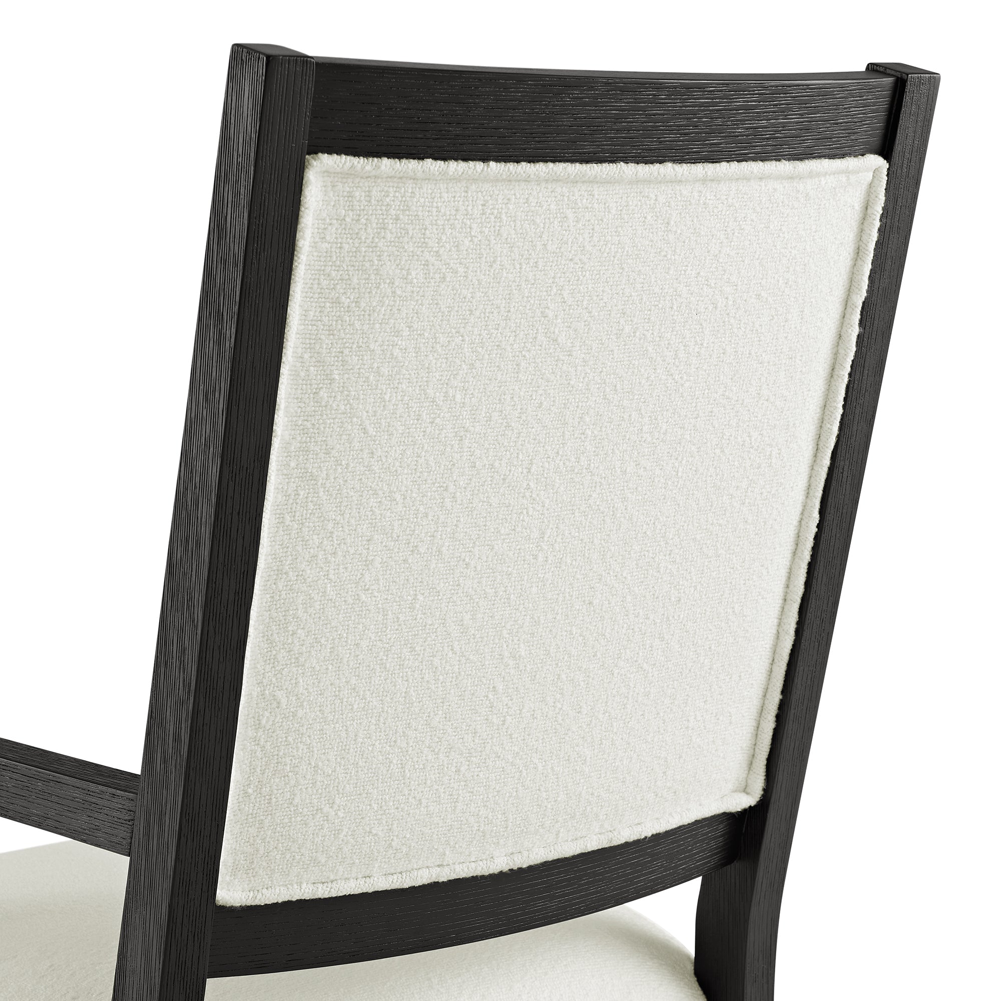 Versailles Contemporary Arm Chair with Boucle White Fabric in Black (2 Per Carton)