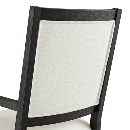 Versailles Contemporary Arm Chair with Boucle White Fabric in Black (2 Per Carton)