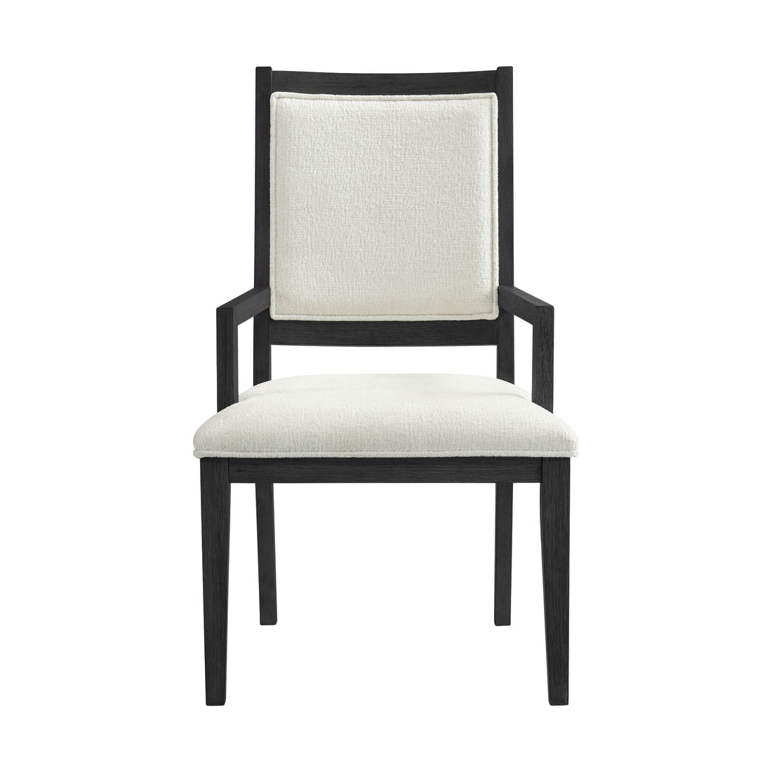 Versailles Contemporary Arm Chair with Boucle White Fabric in Black (2 Per Carton)