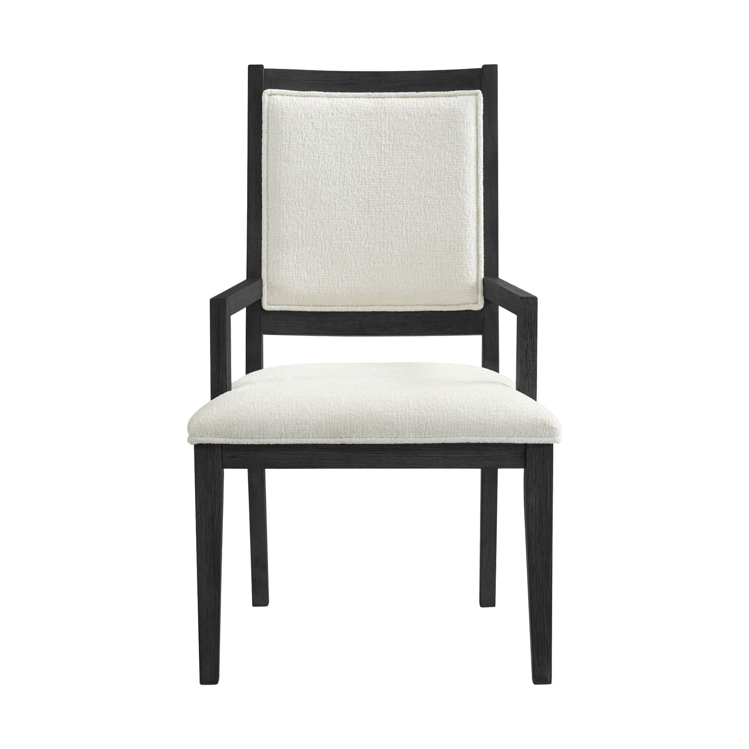 Versailles Contemporary Arm Chair with Boucle White Fabric in Black (2 Per Carton)