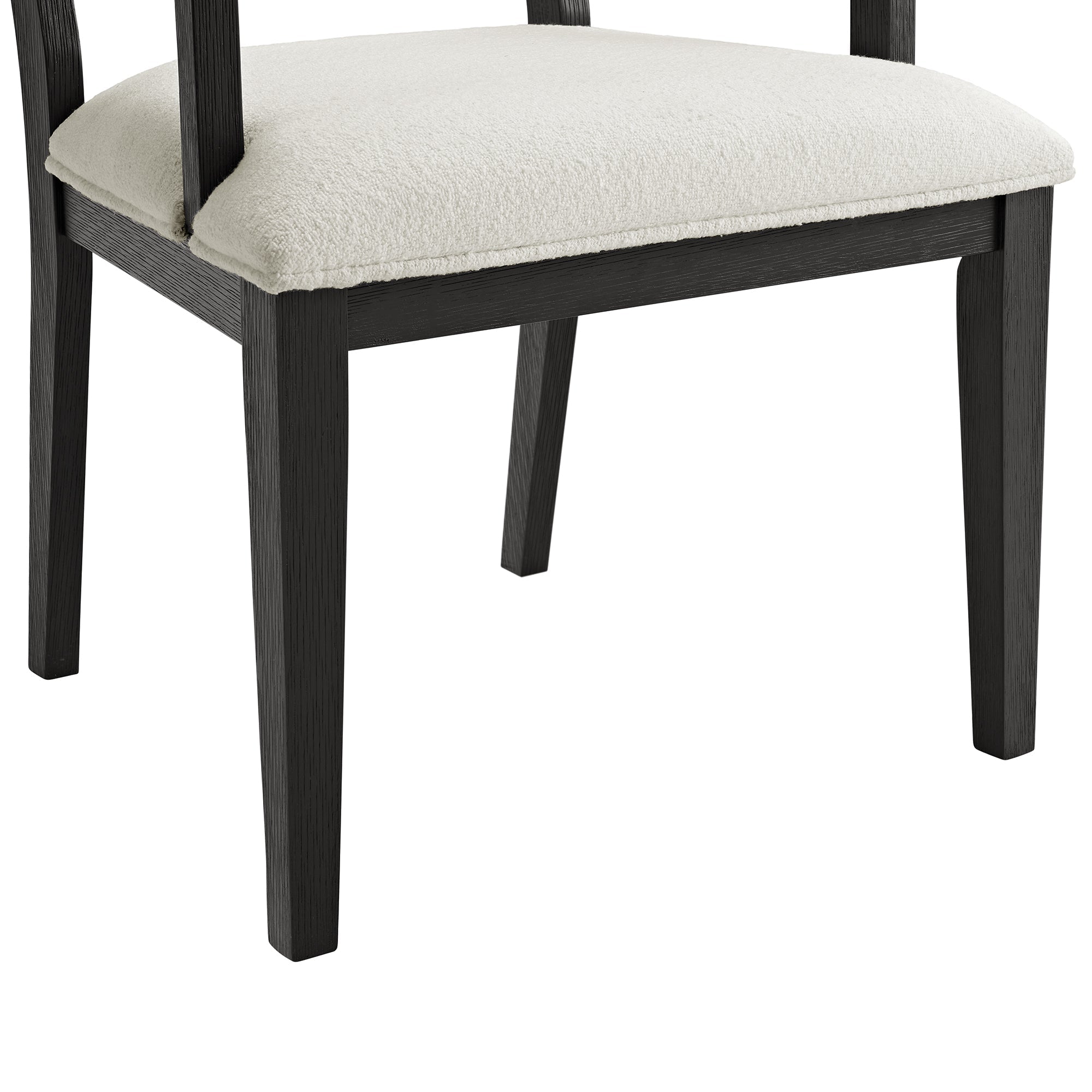 Versailles Contemporary Arm Chair with Boucle White Fabric in Black (2 Per Carton)