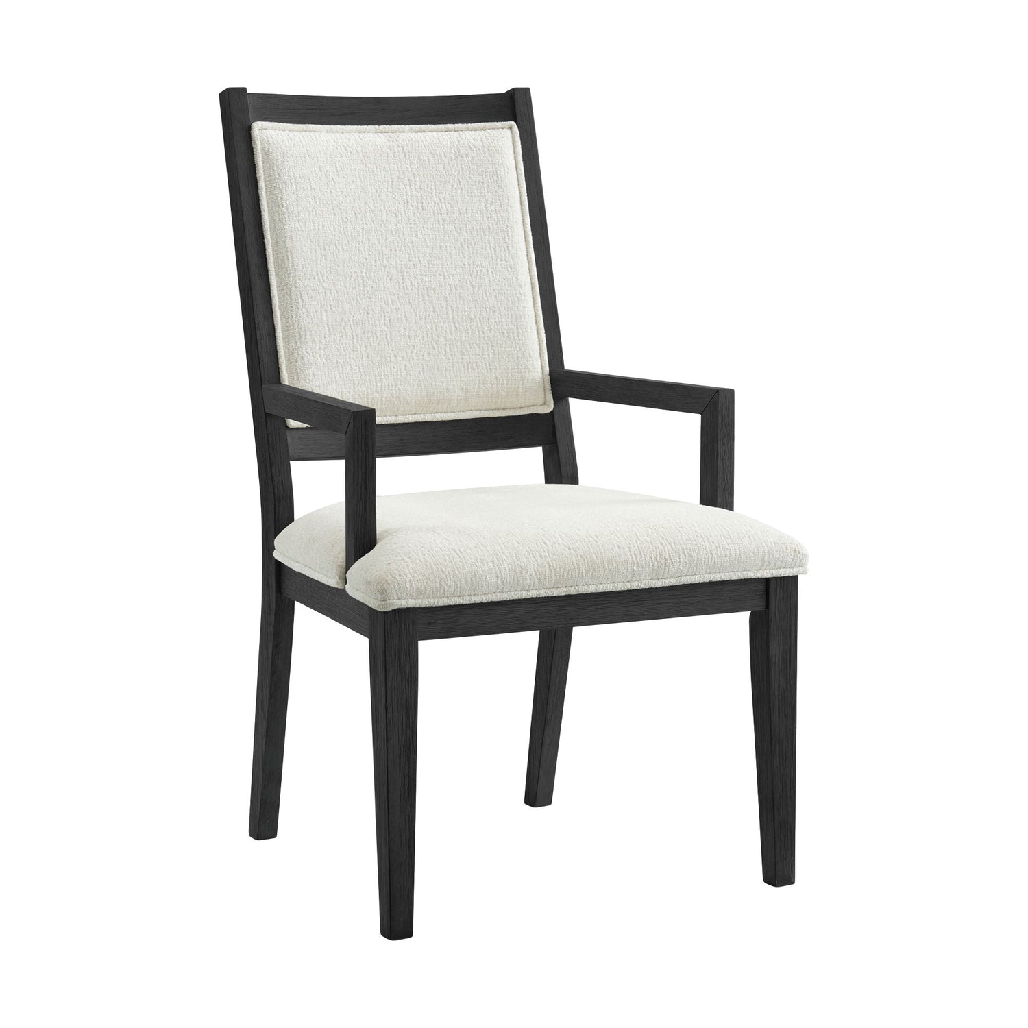 Versailles Contemporary Arm Chair with Boucle White Fabric in Black (2 Per Carton)