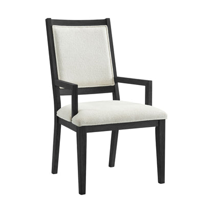 Versailles Contemporary Arm Chair with Boucle White Fabric in Black (2 Per Carton)