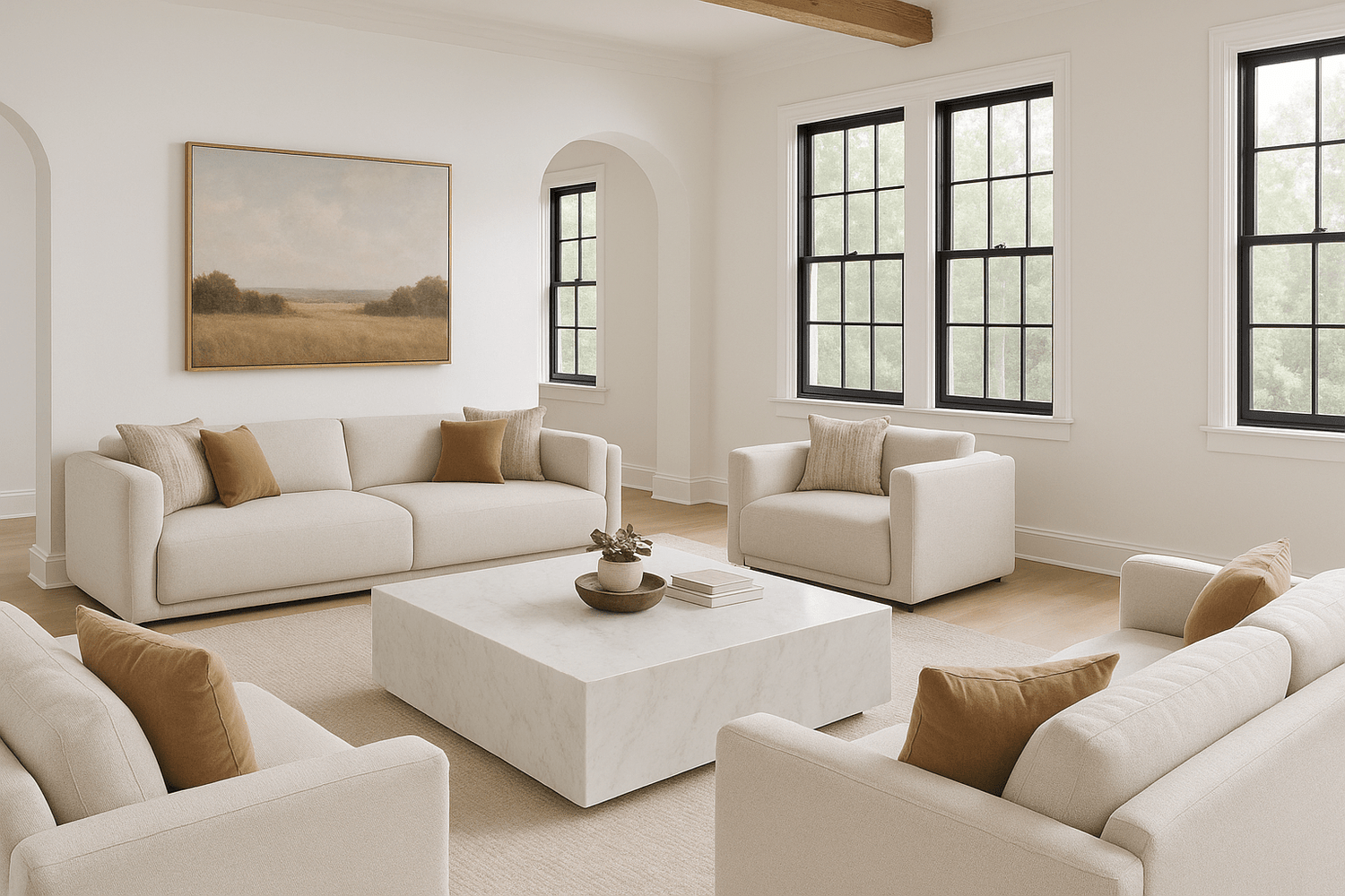 Vienna White Sofa set with Free Rug
