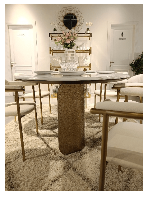 Volakas Hammered Elegance Dining Table