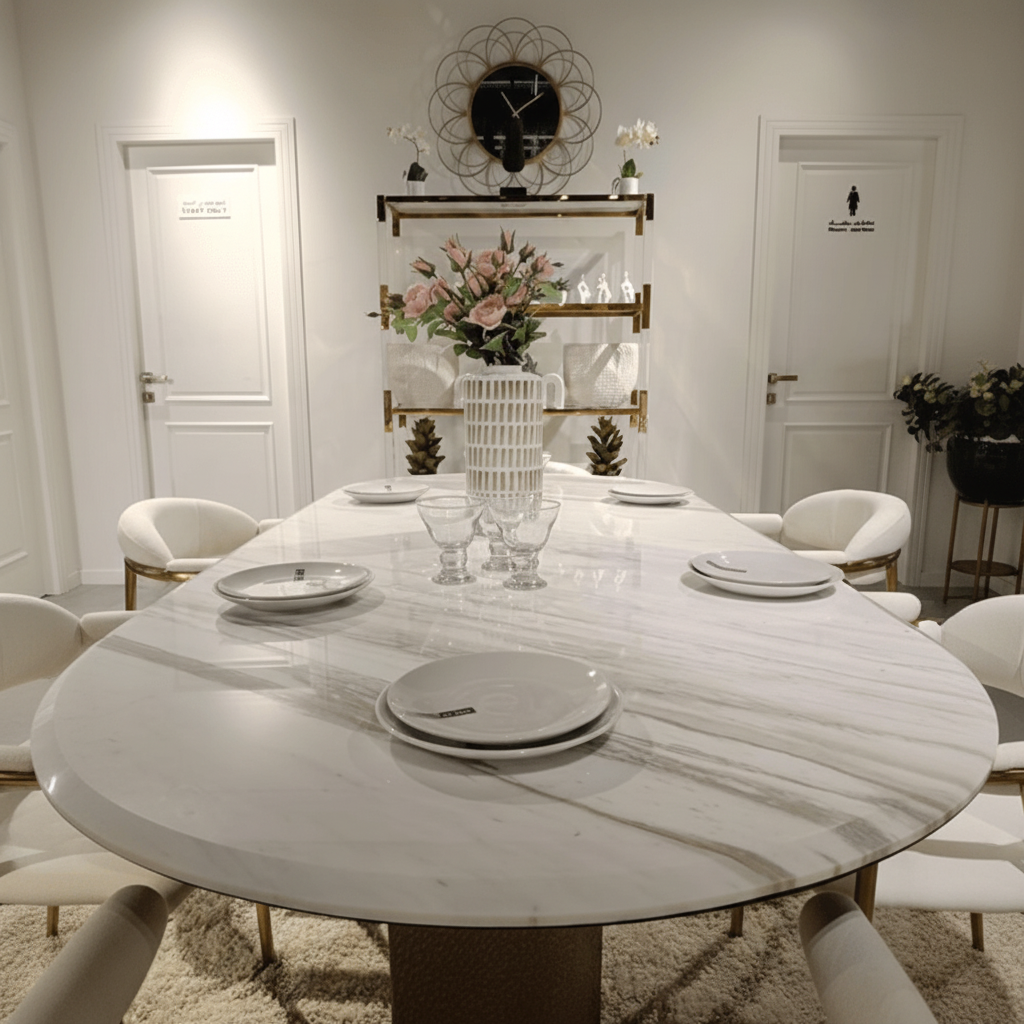 Volakas Hammered Elegance Dining Table