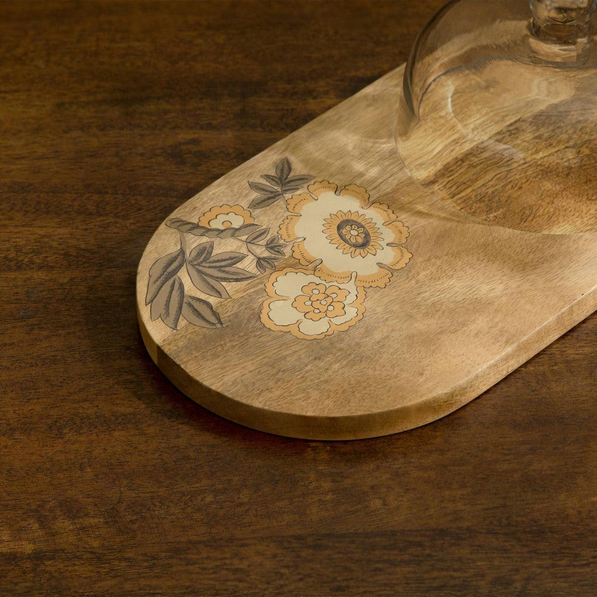 Fleur D’Or Platter with Glass Cloche