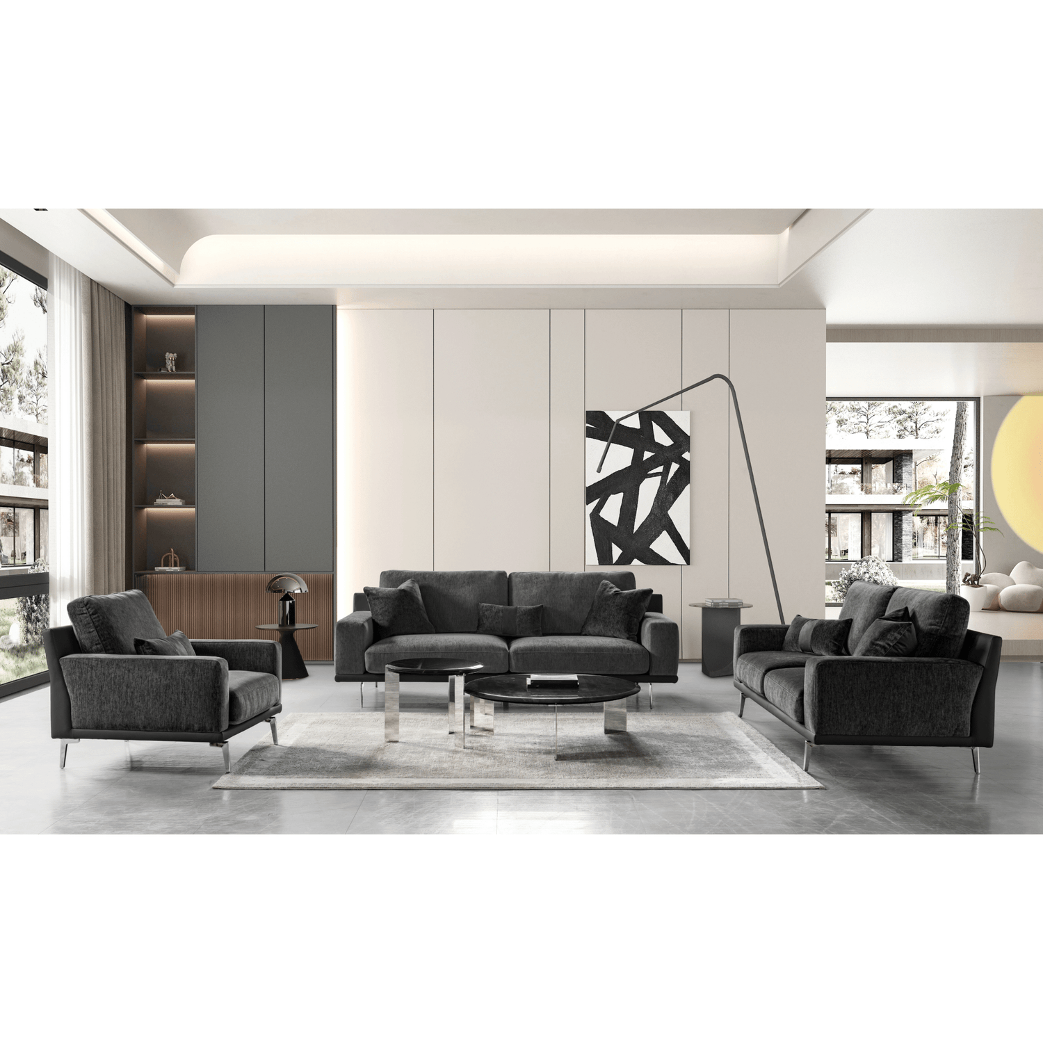 Whisper Soft Black Loveseat W190