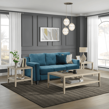 Whitewashed Oak Wood Coffee Table