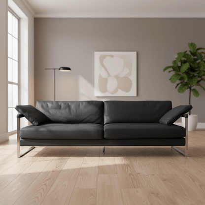 Winter Black Leather Sofa