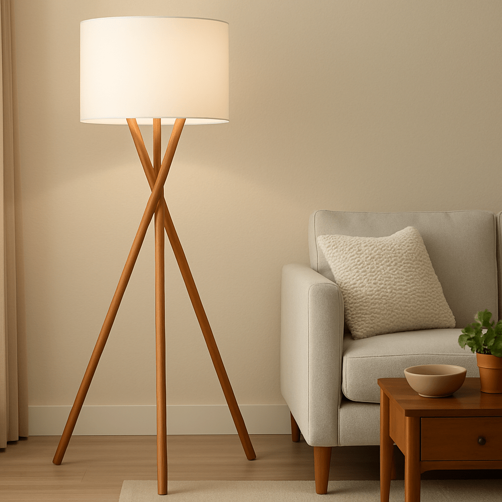 WOODEN TRIPOD FLOOR LAMPS