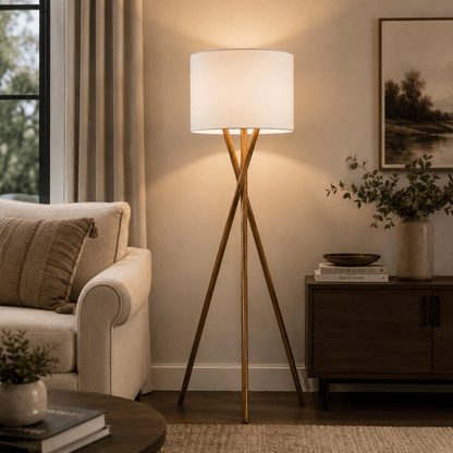 WOODEN TRIPOD FLOOR LAMPS